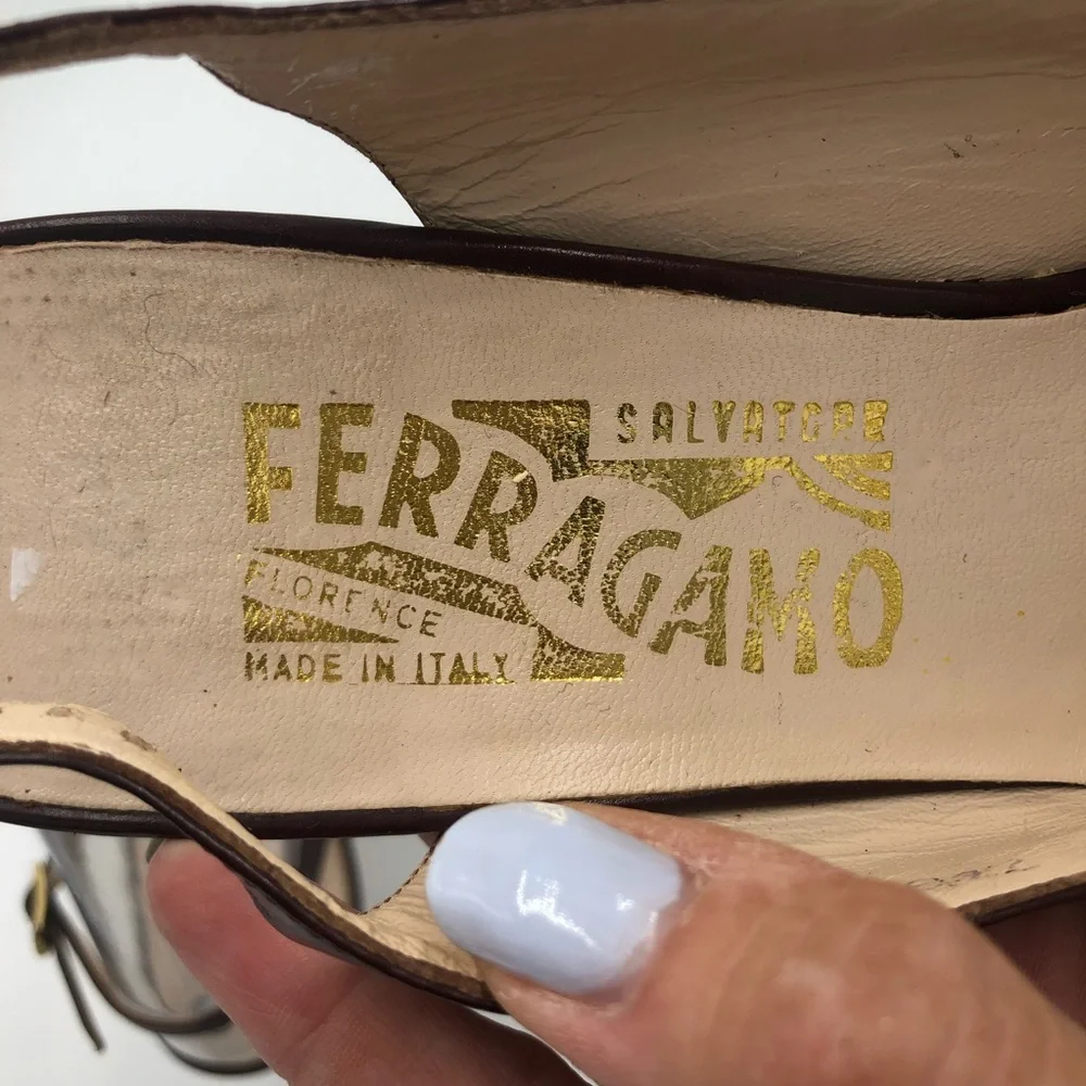 Salvatore Ferragamo Vintage Brown‎ Slingback 8.5N